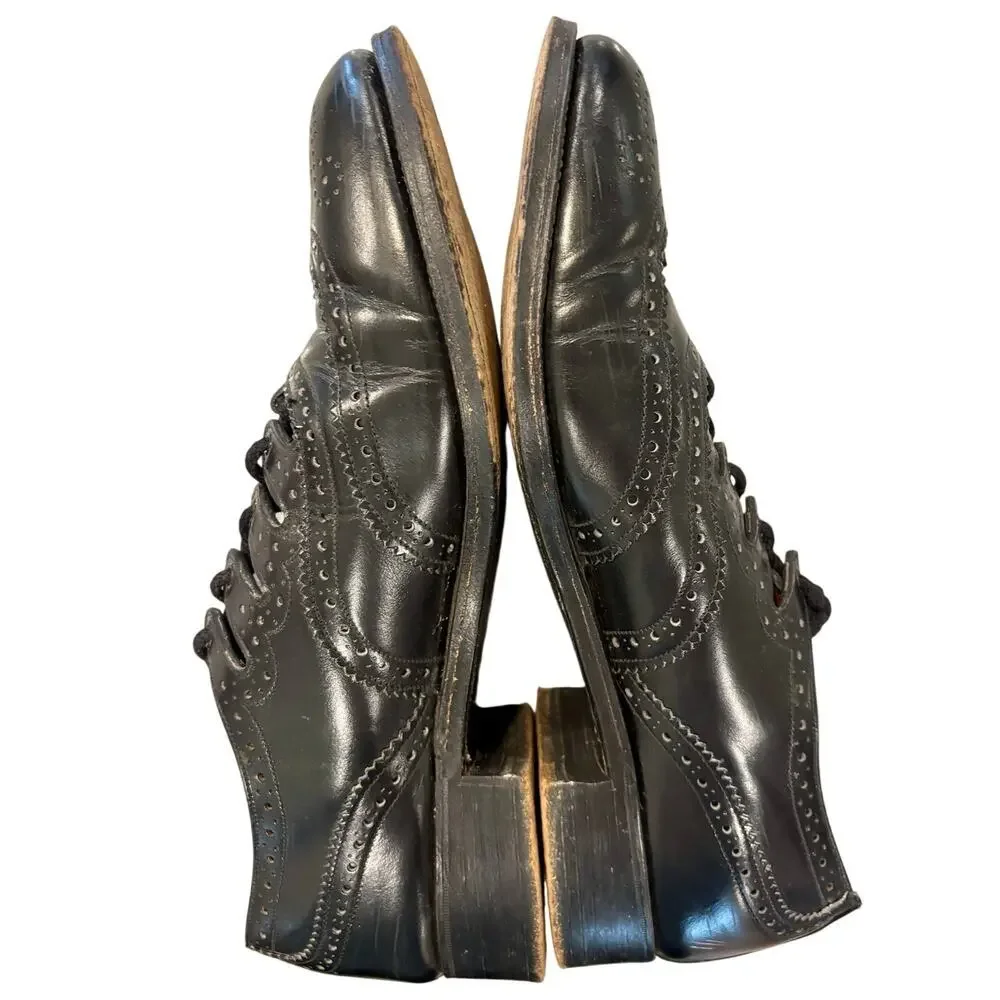 Kiltmaker Men's Ghillie Brogues Black Leather Wingtip Shoes UK 10 US 11